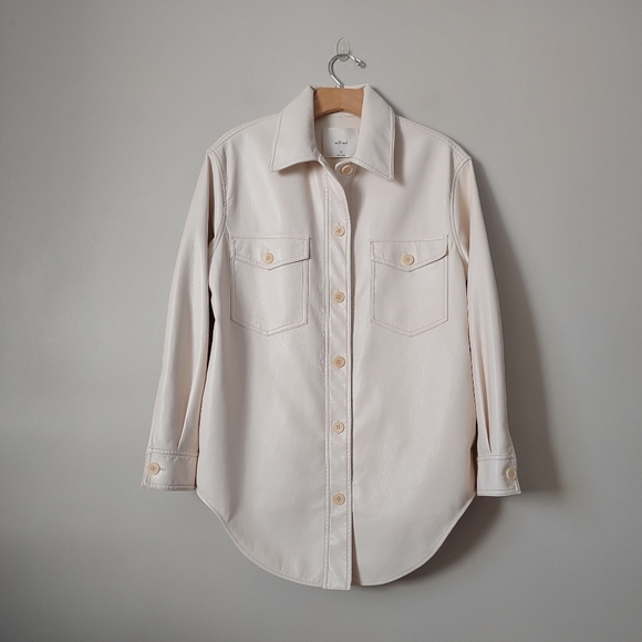 Aritzia Wilfred The Ganna Shirt Jacket Faux Leather Size XS White - Picture 6 of 16